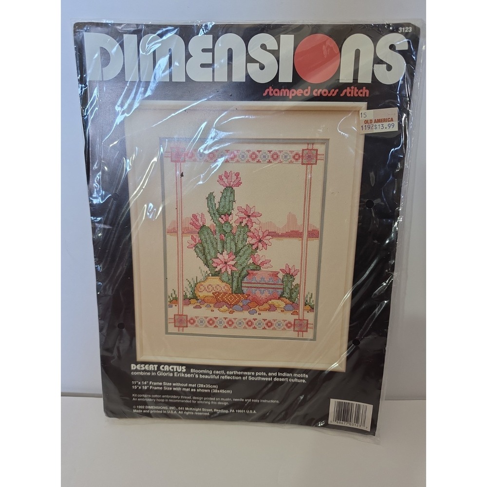 Dimensions #3123 Desert Cactus Southwest Landscape Cross Stitch Kit Vtg 1992 NEW